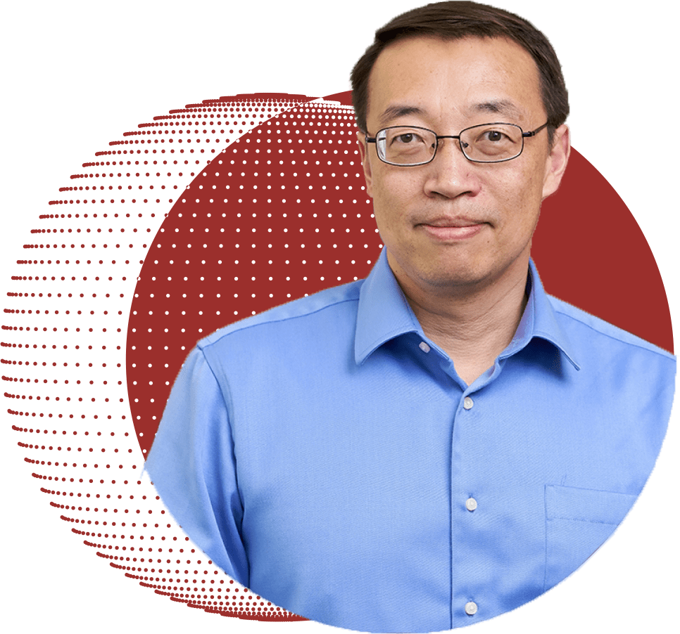 Chris Xu photo shown over graphic images