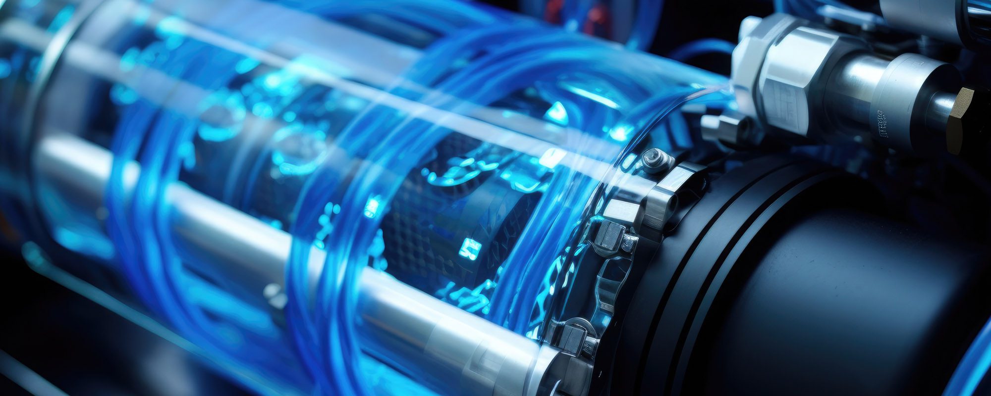 Hydrogen fuel cell--glass tube with electronic-looking elements inside.