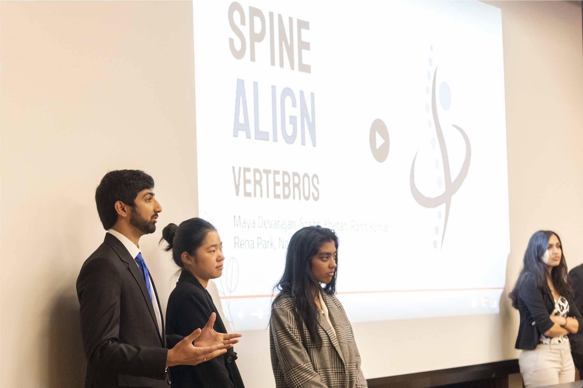 Undergraduate students present their senior design project to faculty and classmates.