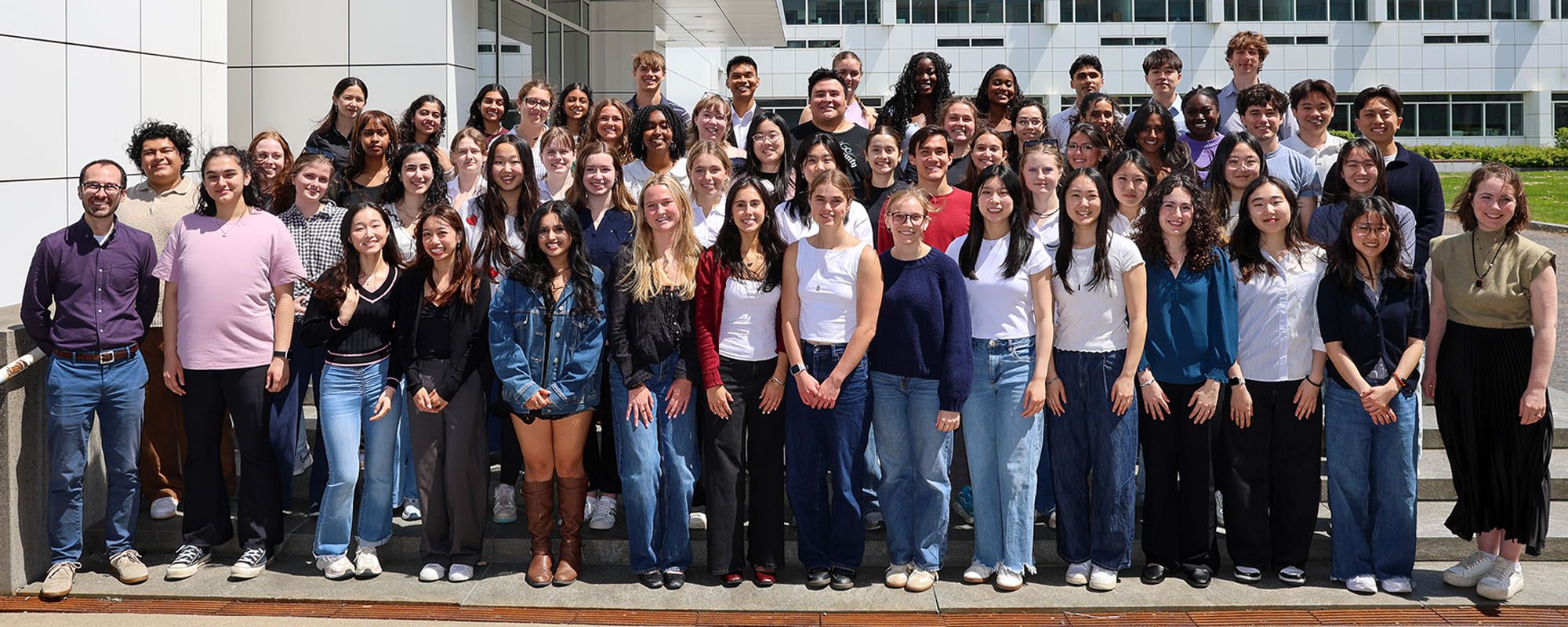 Undergraduate seniors standing together outside Weill Hall May 4 2026.
