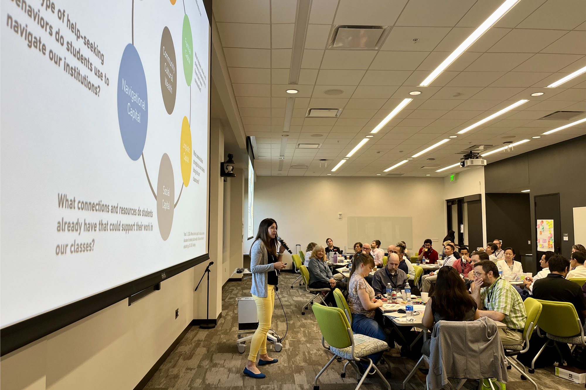 Alex Coso Strong gives a presentation about engineering education research.