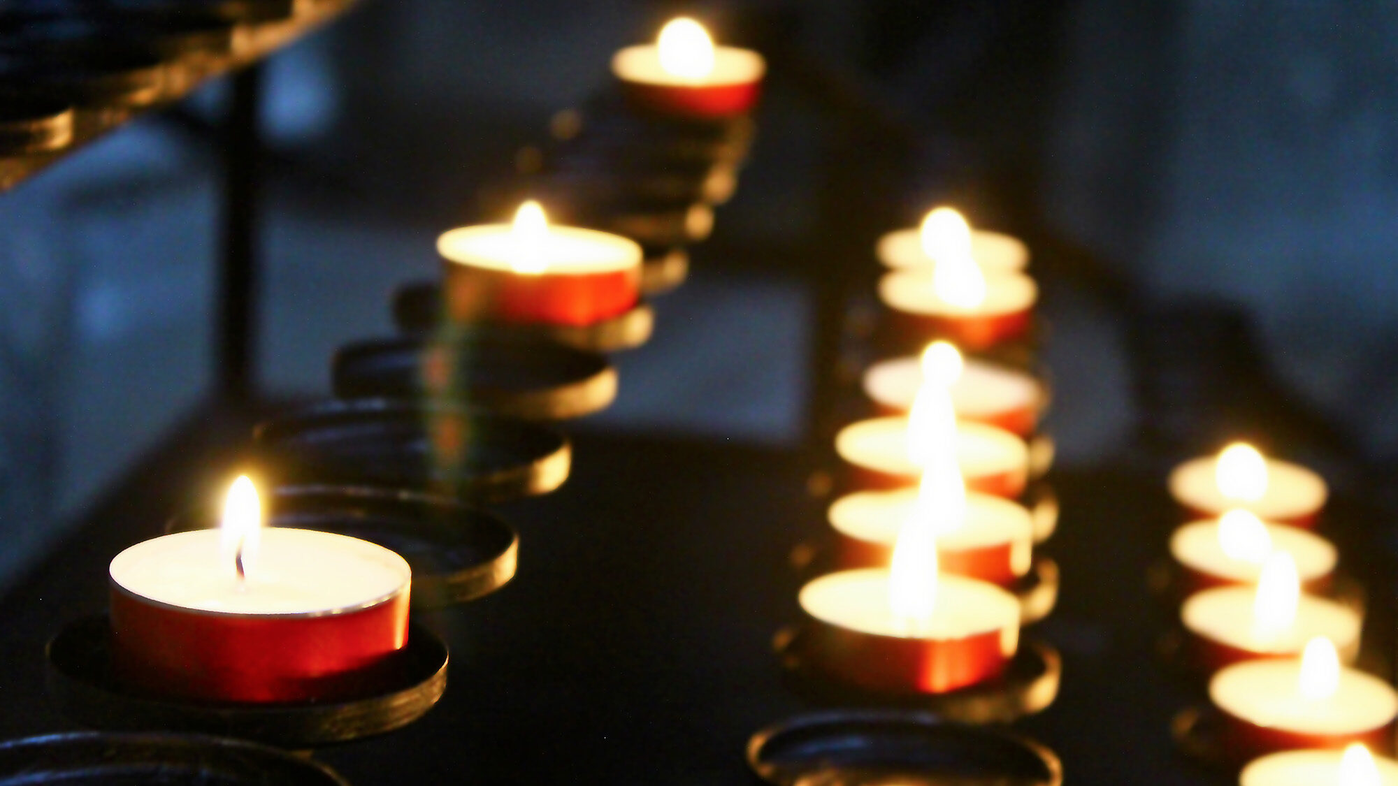 A bunch of lit candles.