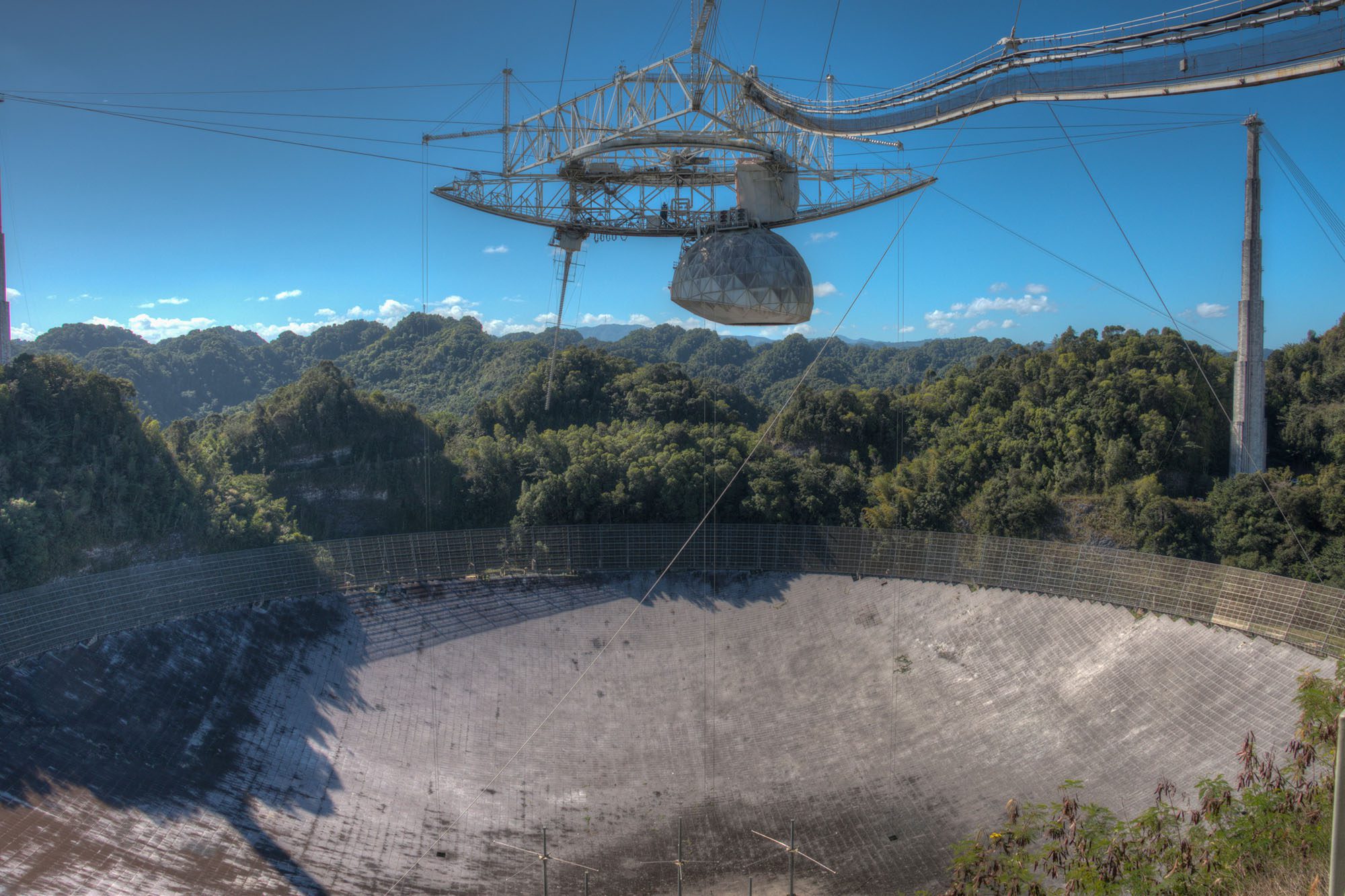 Arecibo Observatory radio telescope in Puerto Rico.