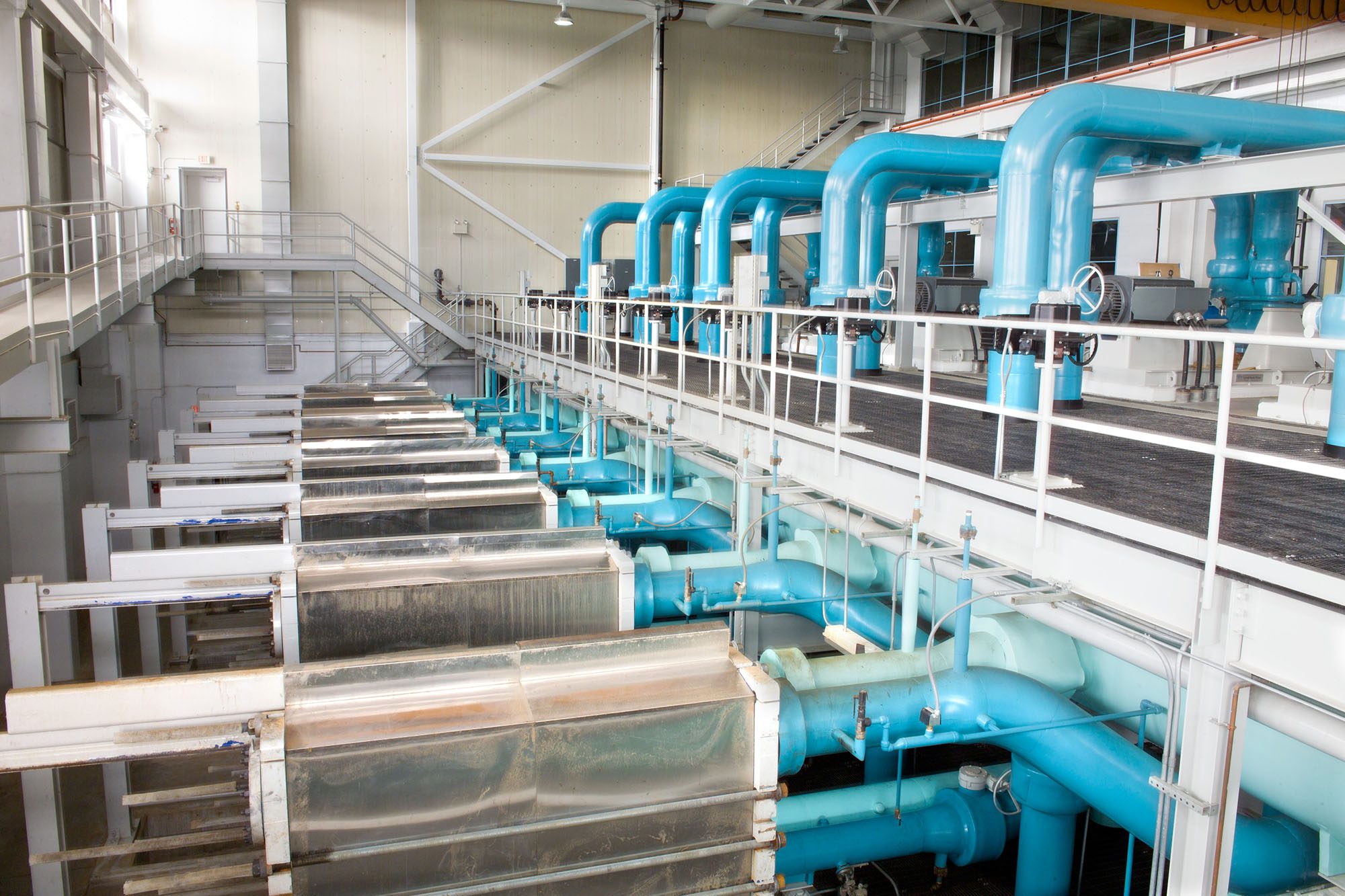 Interior machines of the lake source cooling facility at Cornell.