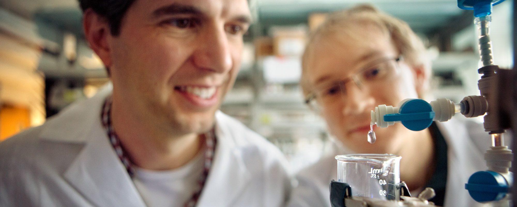 Two professors working in a lab