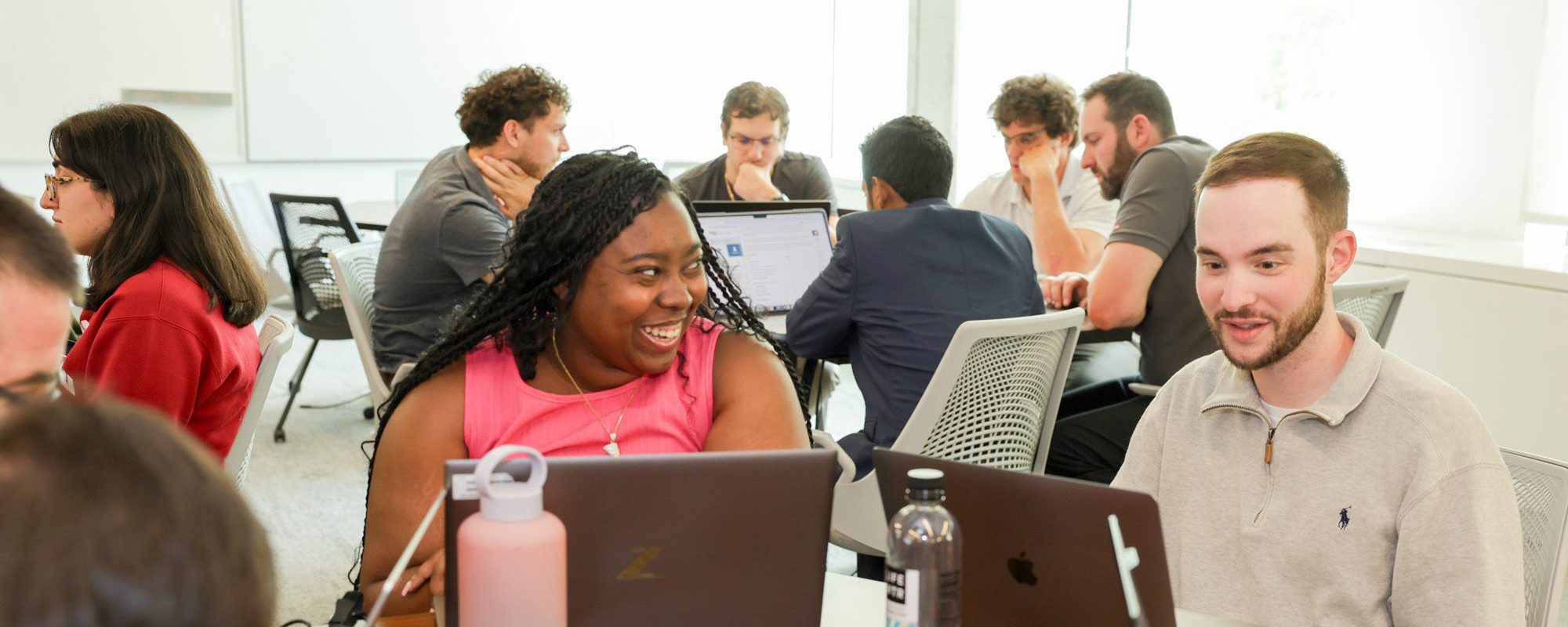 Students working together around a table