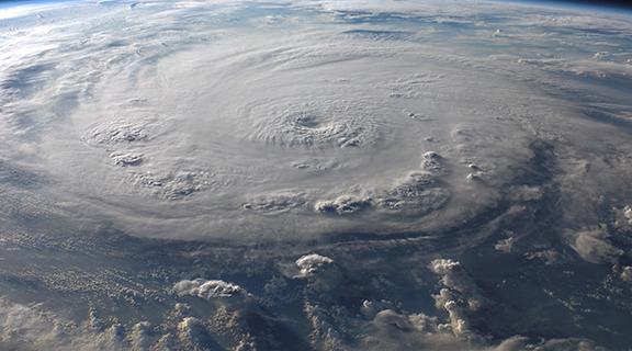 Satellite view of a hurricane