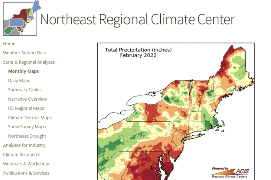 Northeast Regional Climate Center website homepage