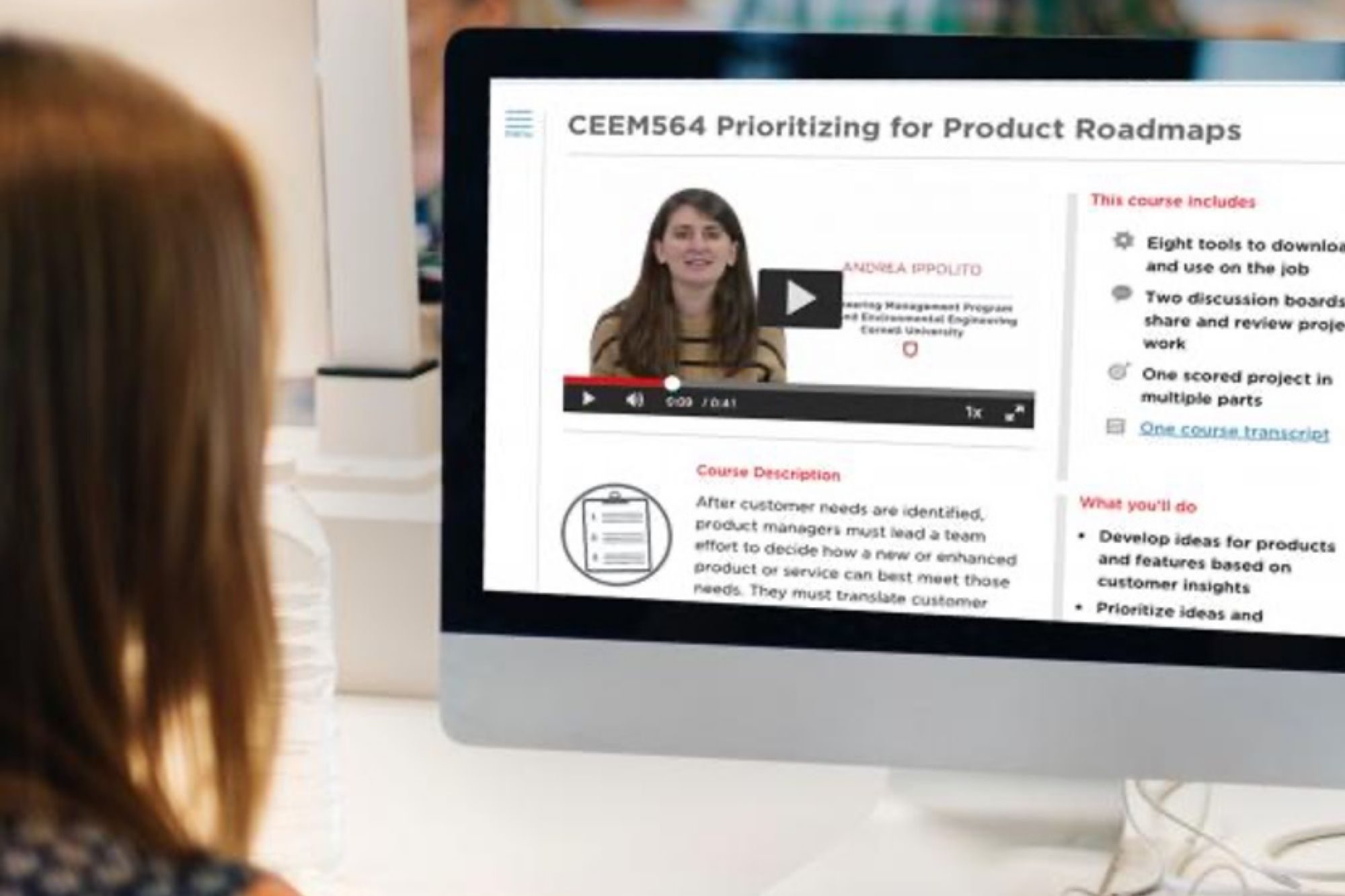Engineering Management Distance Learning program displayed on a computer screen