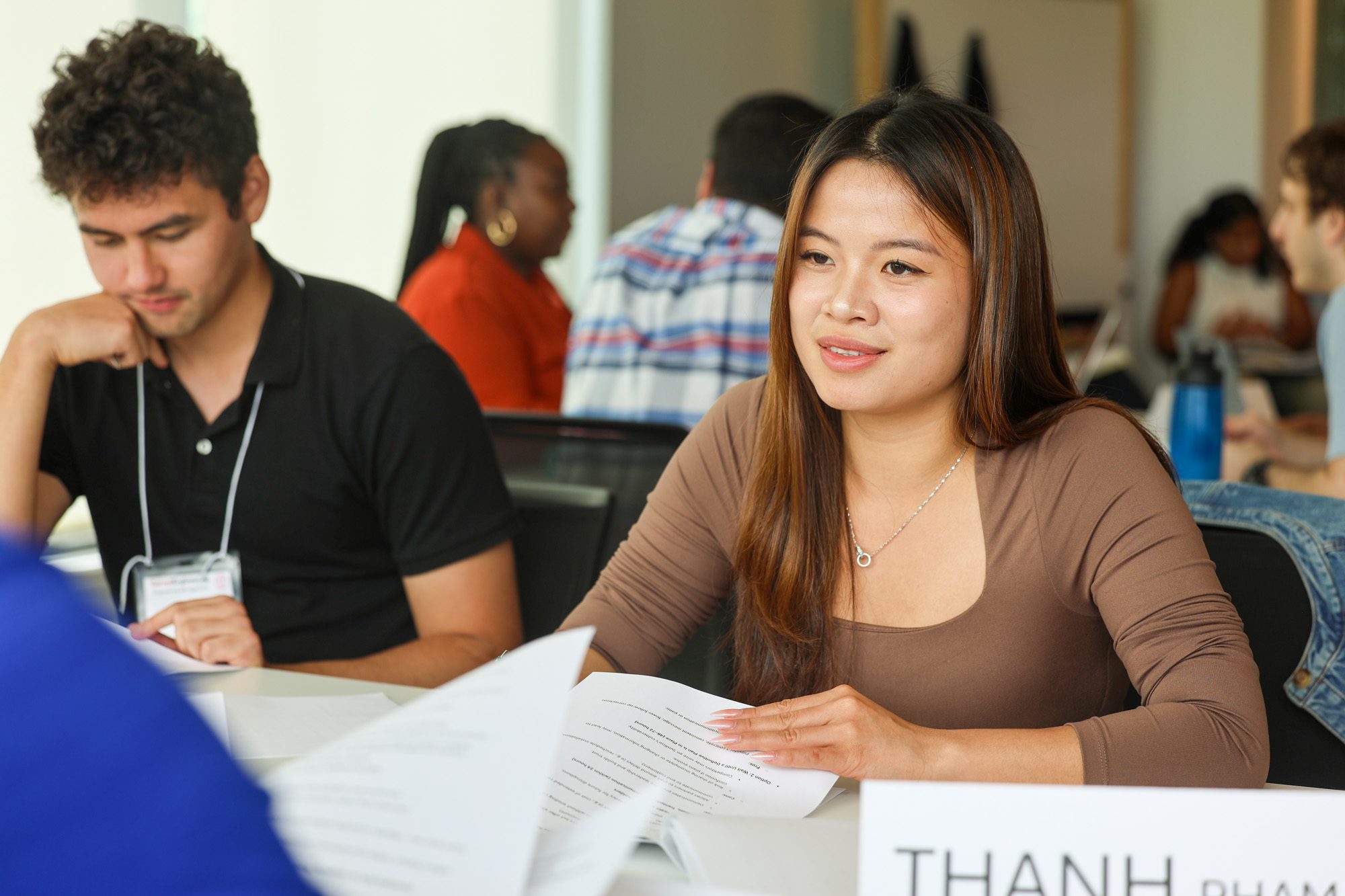 Engineering management students participate in a class activity