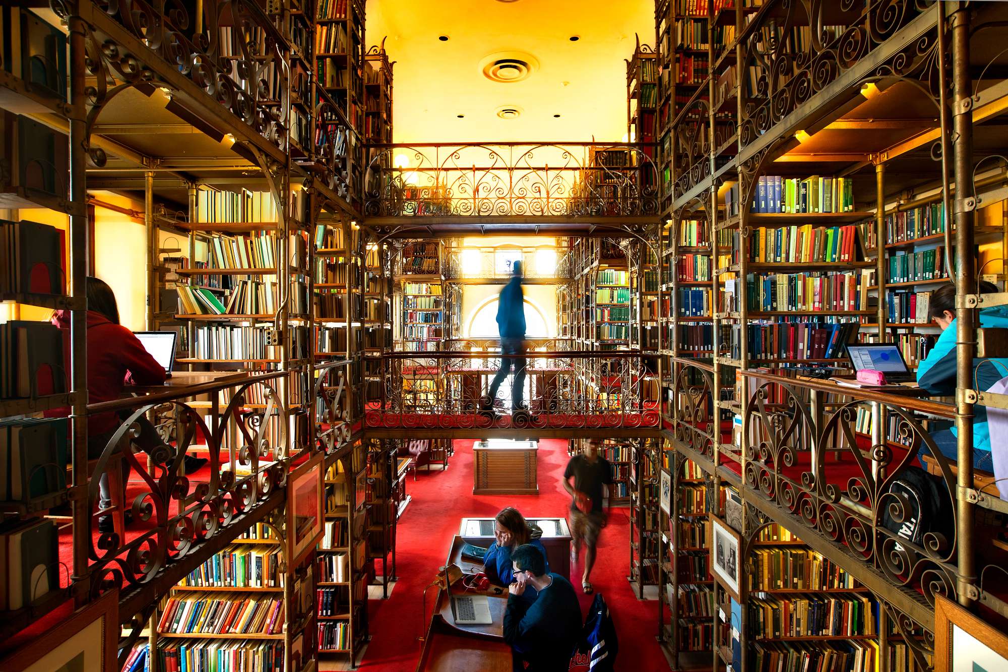 Books and elaborate floors and levels in library