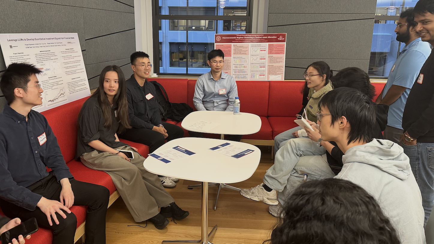 Students and alumni of Cornell Financial Engineering Manhattan participate in a Round Robin evening of alumni-student engagement.
