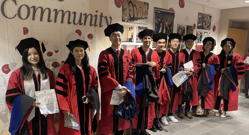 Ph.D. students line up outside of the Statler Auditorium before the 2025 ORIE graduation ceremony.