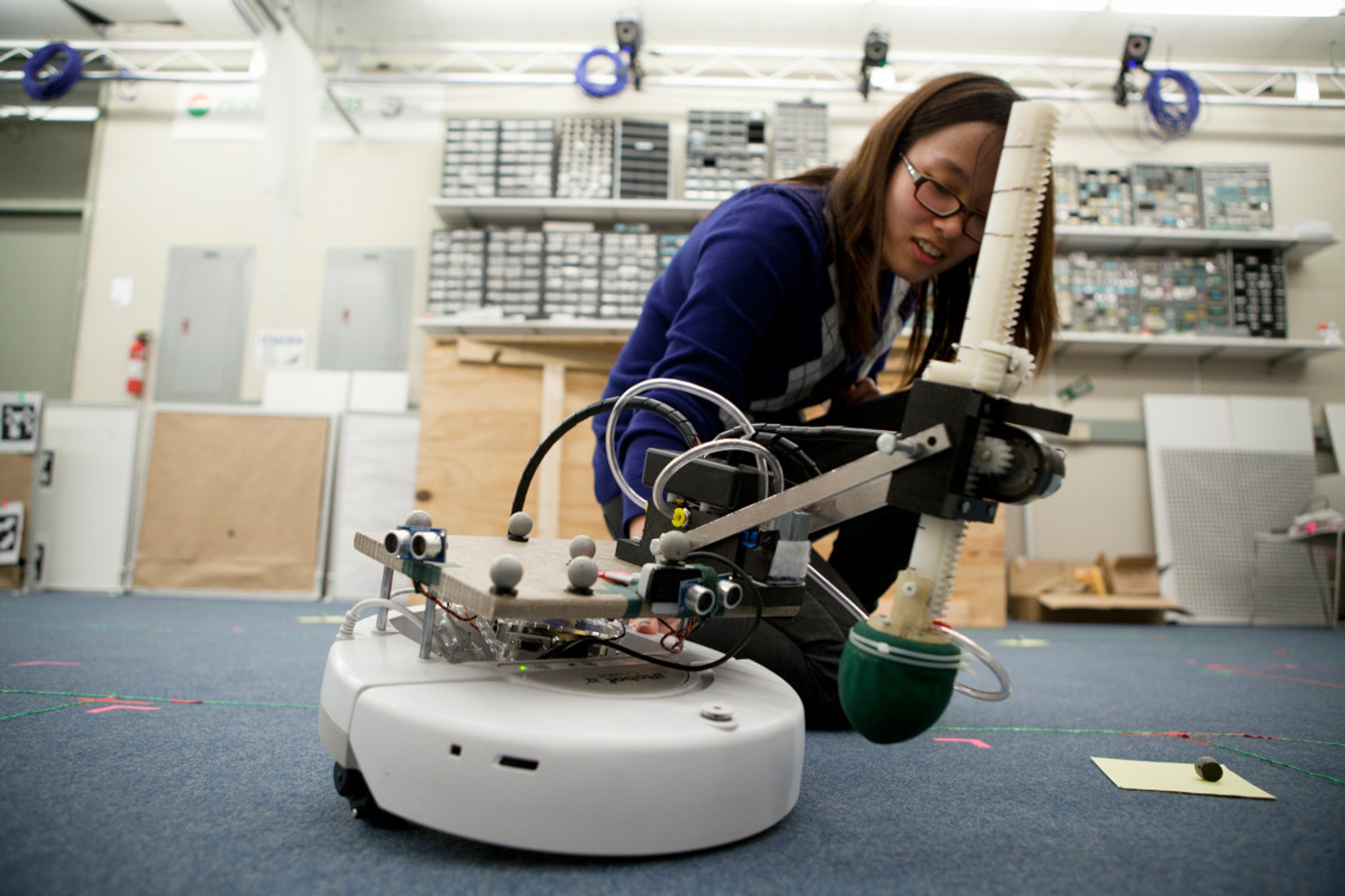 Student demonstrated robotics project in Autonomous Systems Lab.