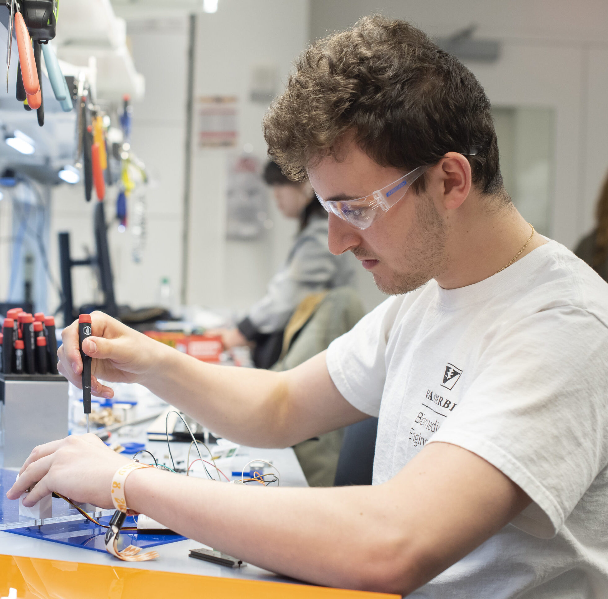 MEng student in lab