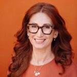 portrait on orange background