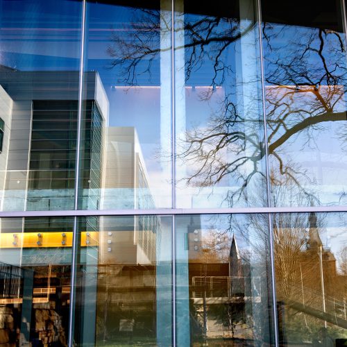 Window reflection of Upson Hall