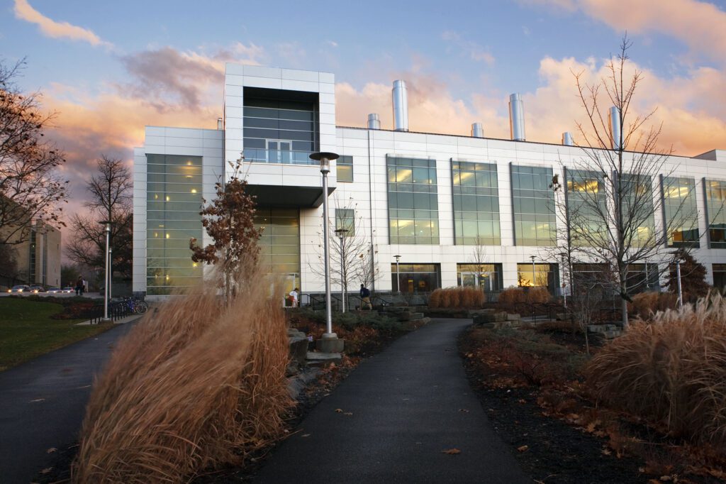 Duffield Hall at sunset.