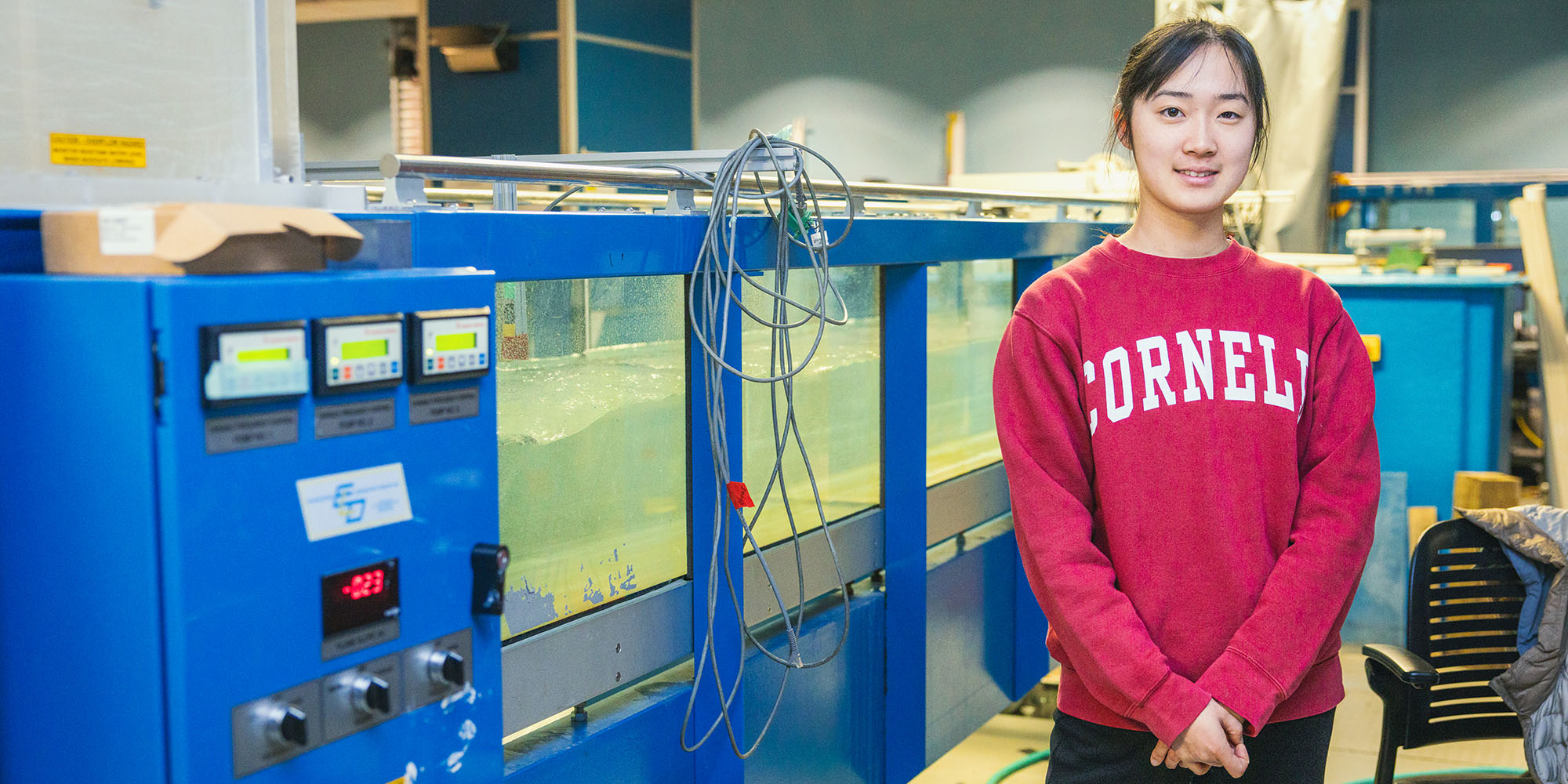 Undergraduate research student Claire Wang in lab